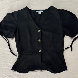 Topshop Black Buttoned Blouse